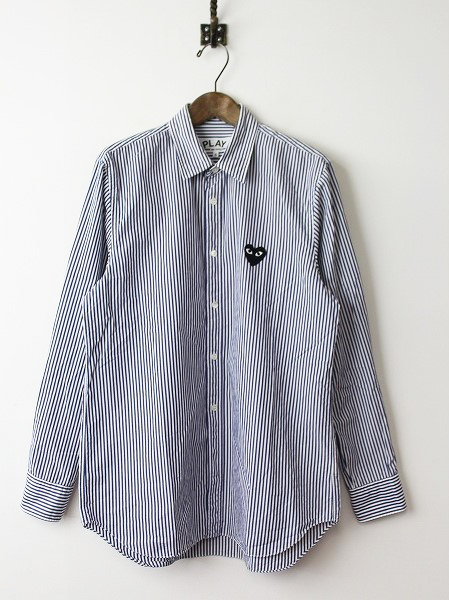 COMME des GARCONS ハートワッペン ストライプシャツ